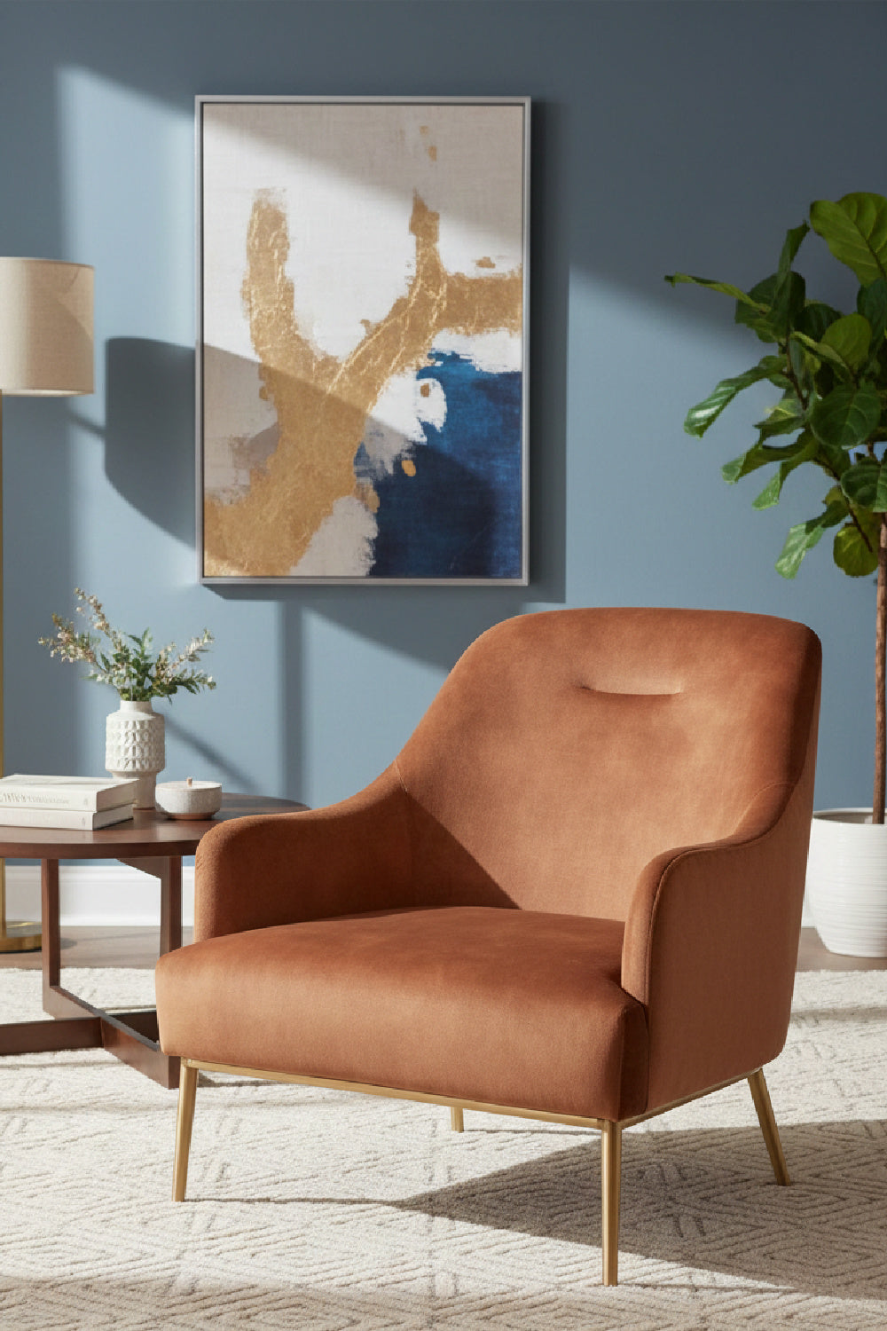 Modern European furniture - Orange Velvet Look Lounge Chair - www.oroa.com | Oroa.com