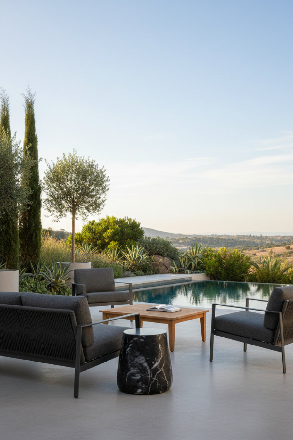 Modern European furniture - Marble Look Indoor/Outdoor Concrete End Table - www.oroa.com | Oroa.com