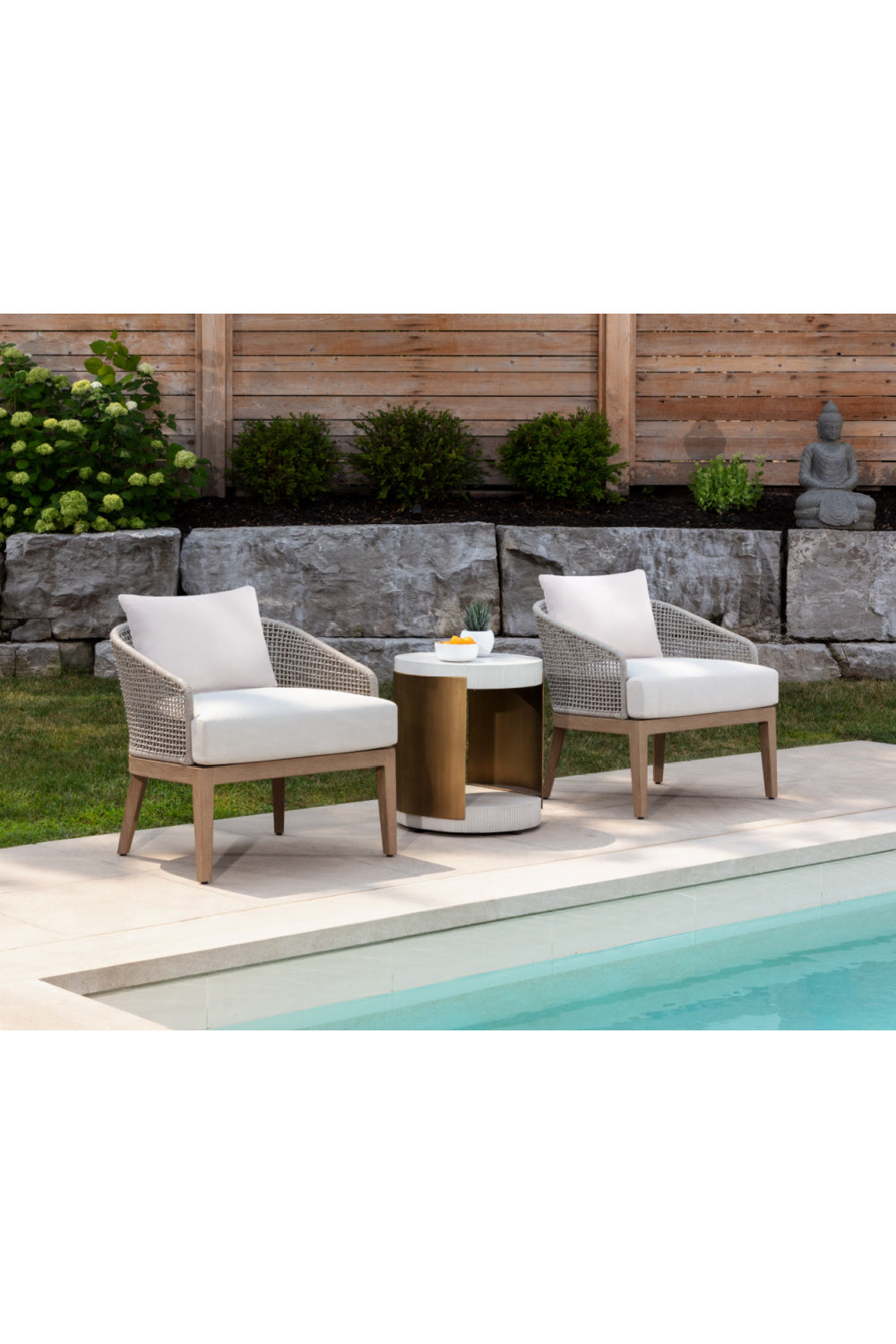 Modern European furniture - White Ridged Indoor/Outdoor End Table - www.oroa.com | Oroa.com