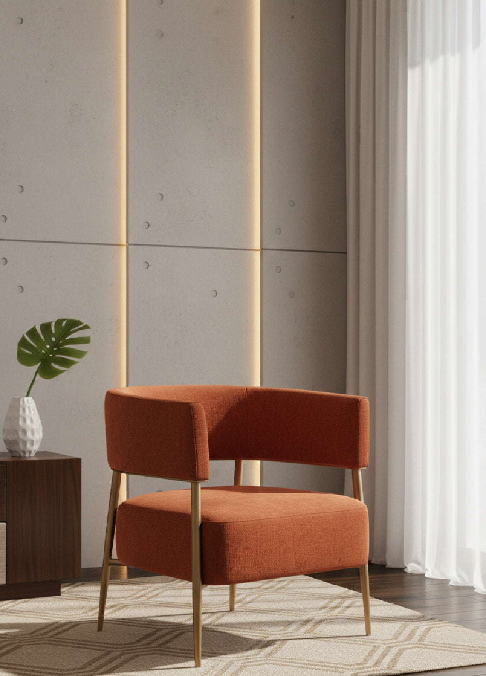 Modern European furniture - Antique Brass Legs Lounge Chair - www.oroa.com | Oroa.com