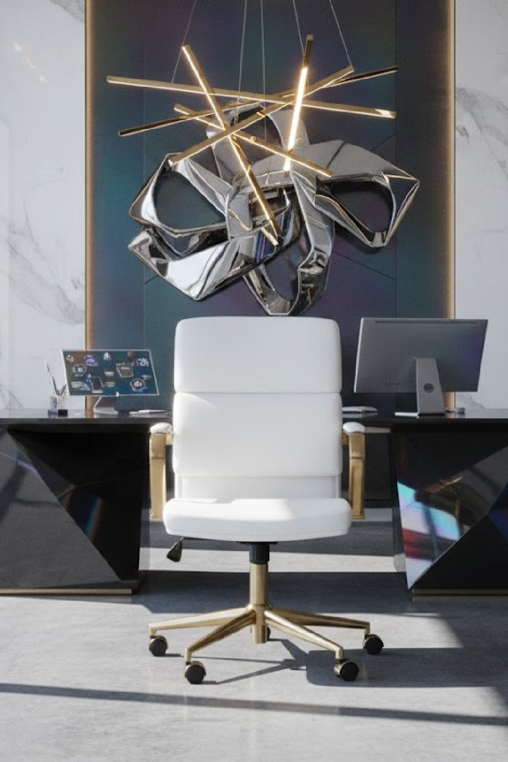 Modern European furniture - Gold Frame Upholstered Office Chair - www.oroa.com | Oroa.com