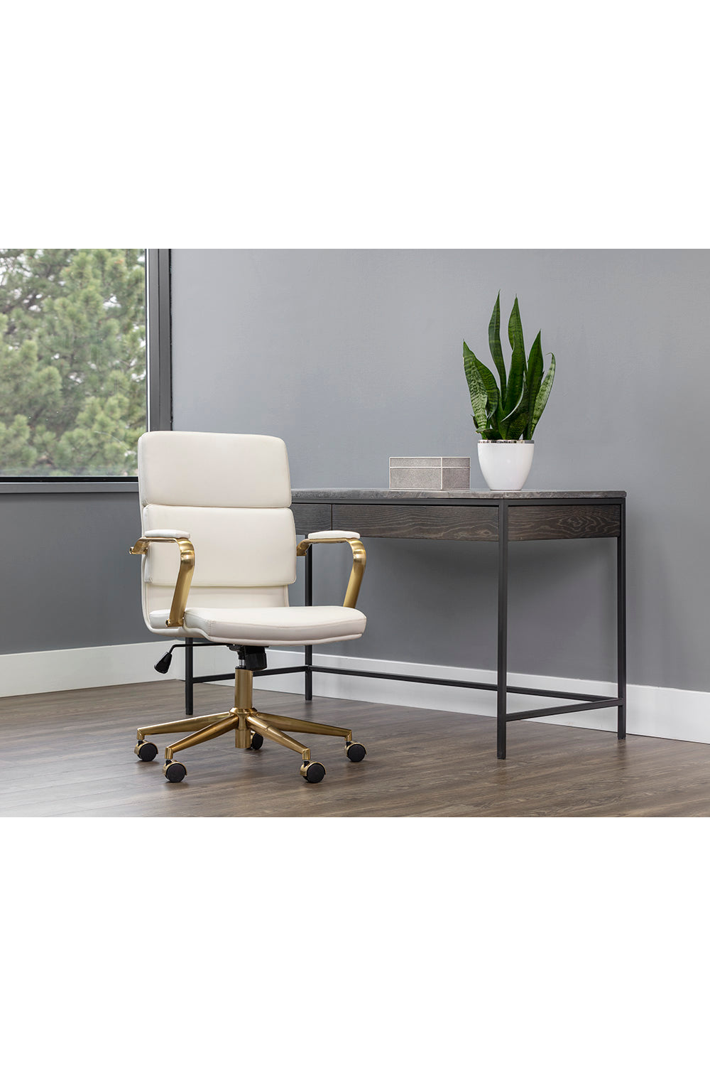 Modern European furniture - Gold Frame Upholstered Office Chair - www.oroa.com | Oroa.com
