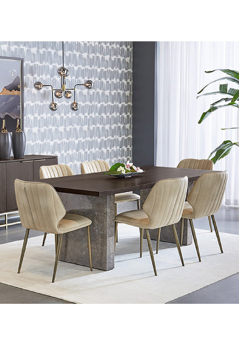 Modern European furniture - Channeled Leather Look Dining Chairs (2) - www.oroa.com | Oroa.com