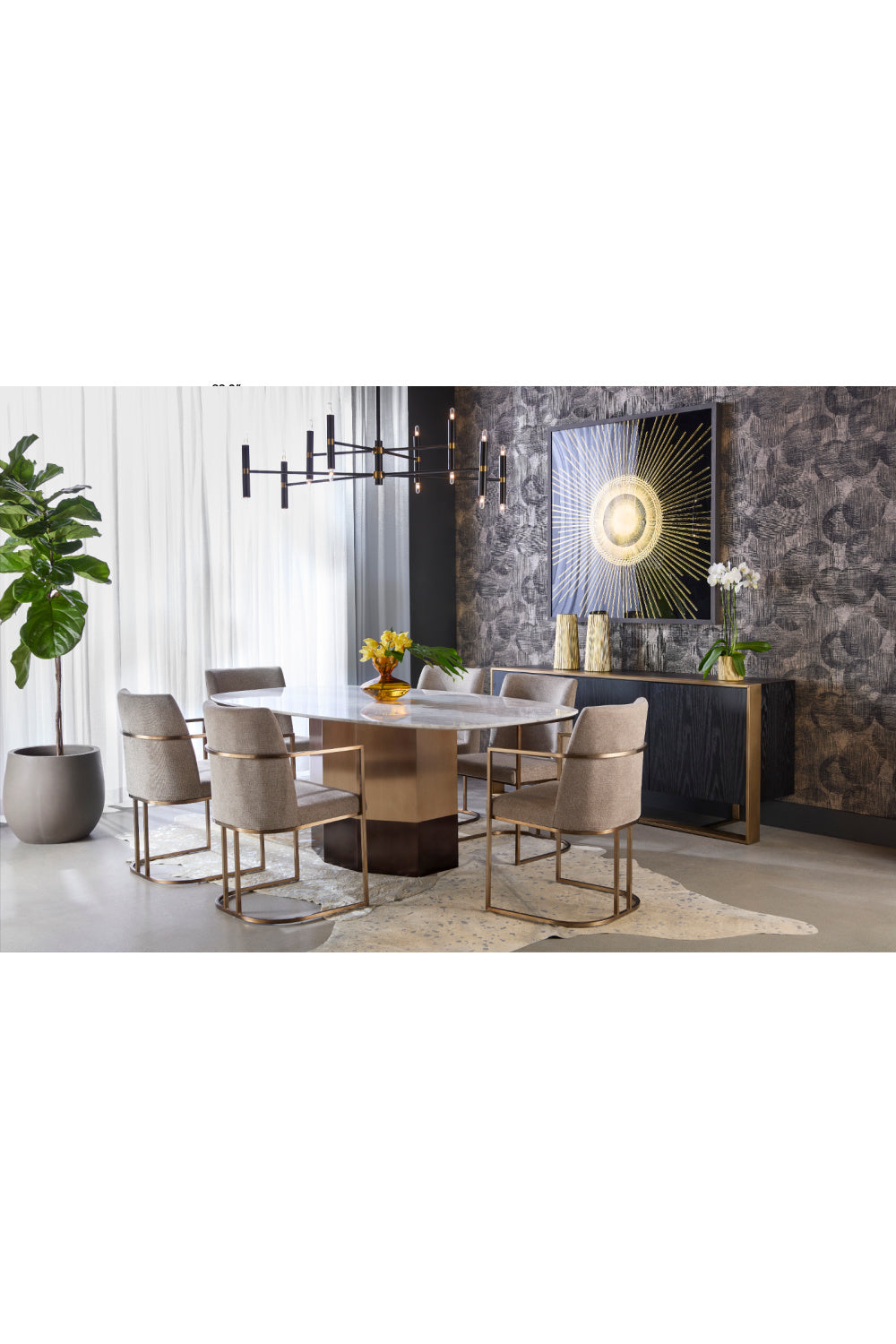 Modern European furniture - Antique Brass Framed Dining Armchair - www.oroa.com | Oroa.com