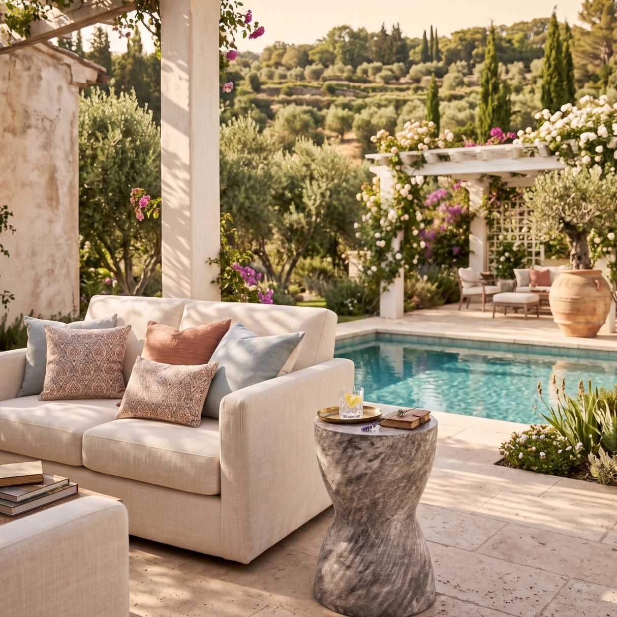 Gray Hourglass Indoor/Outdoor End Table | Oroa.com