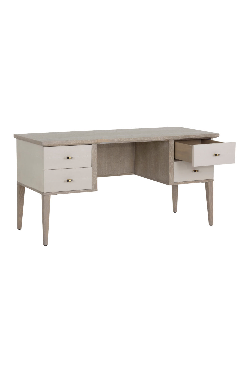Modern European furniture - Cream Shagreen 4-Drawer Desk - www.oroa.com | Oroa.com