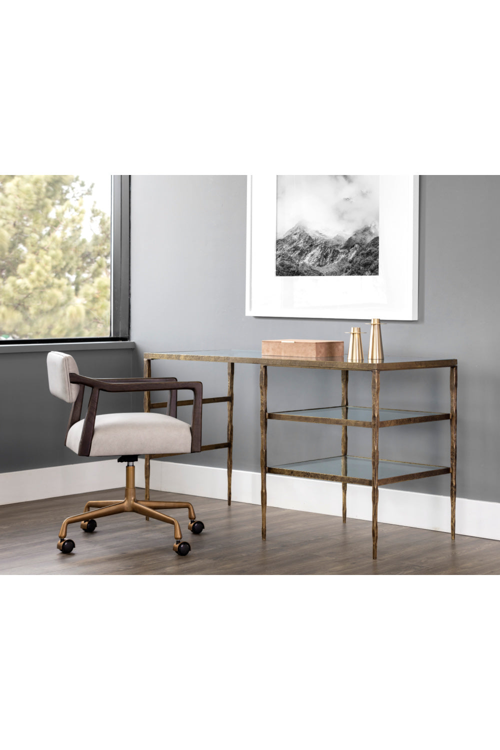 Modern European furniture - Glass 2-Shelf Desk - www.oroa.com | Oroa.com
