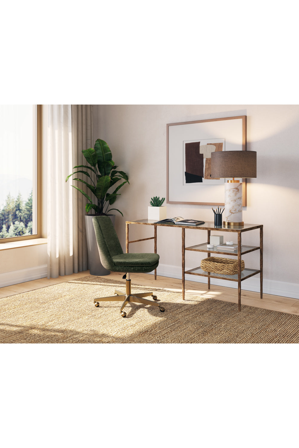 Modern European furniture - Glass 2-Shelf Desk - www.oroa.com | Oroa.com