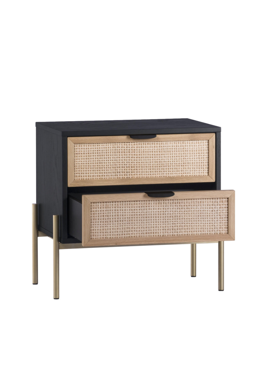 Modern European furniture - Black Oak Nightstand with Rattan Drawers - www.oroa.com | Oroa.com