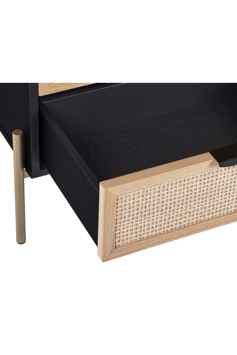 Modern European furniture - Black Oak Nightstand with Rattan Drawers - www.oroa.com | Oroa.com