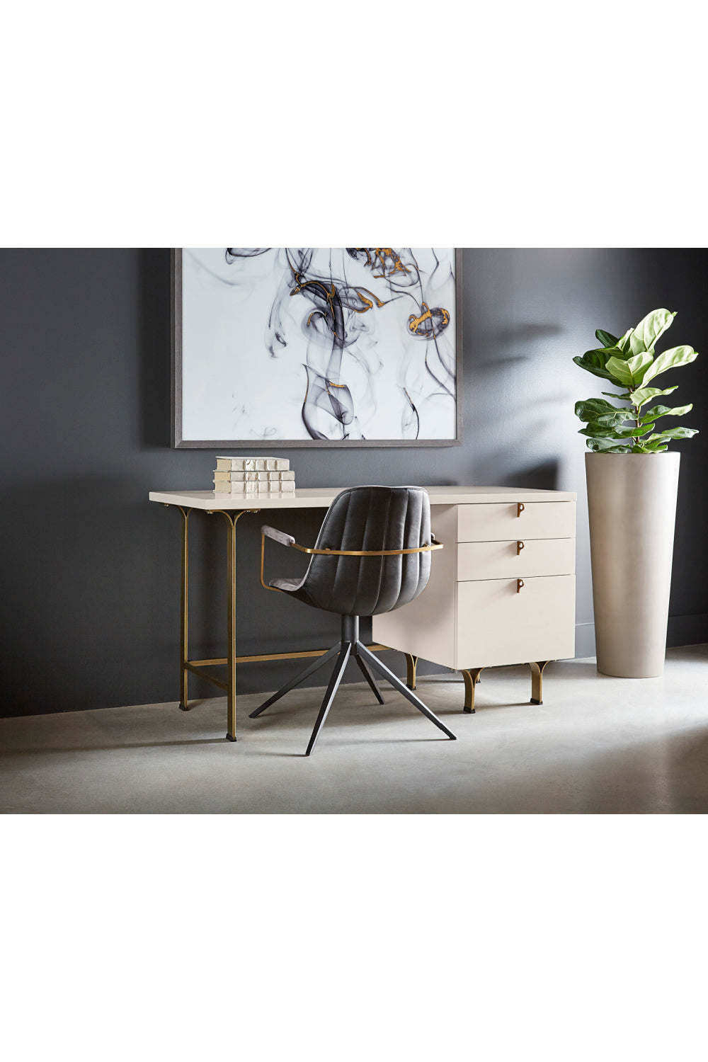 Modern European furniture - Cream Wooden 3-Drawer Desk - www.oroa.com | Oroa.com