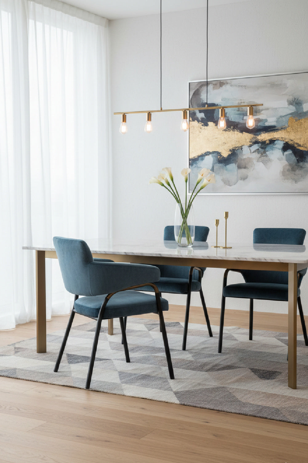Modern European furniture - Blue Fabric Dining Armchair - www.oroa.com | Oroa.com