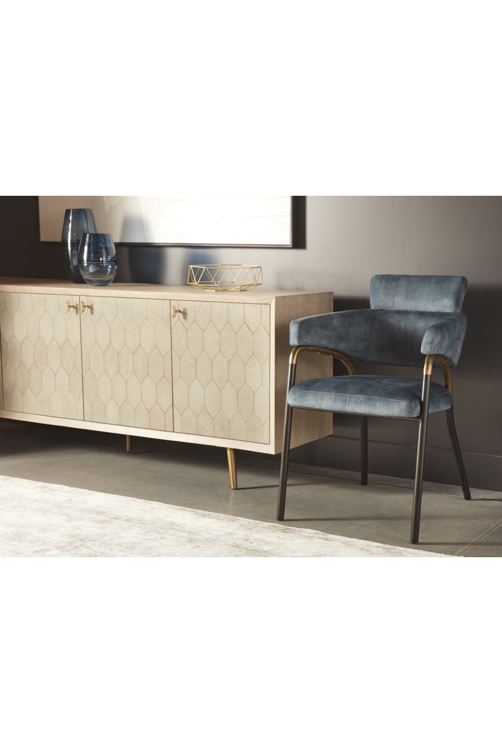 Modern European furniture - Blue Fabric Dining Armchair - www.oroa.com | Oroa.com