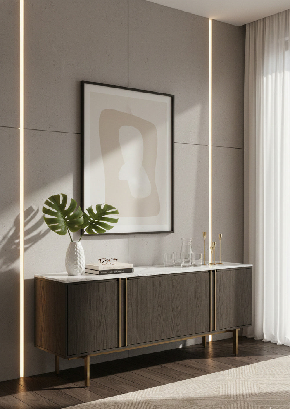 Modern European furniture - Weathered Oak 4-Door Sideboard - www.oroa.com | Oroa.com