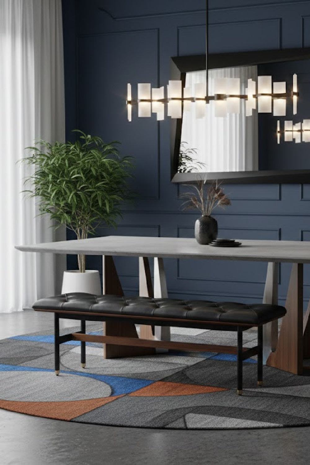 Modern European furniture - Black Leather Look Bench - www.oroa.com | Oroa.com