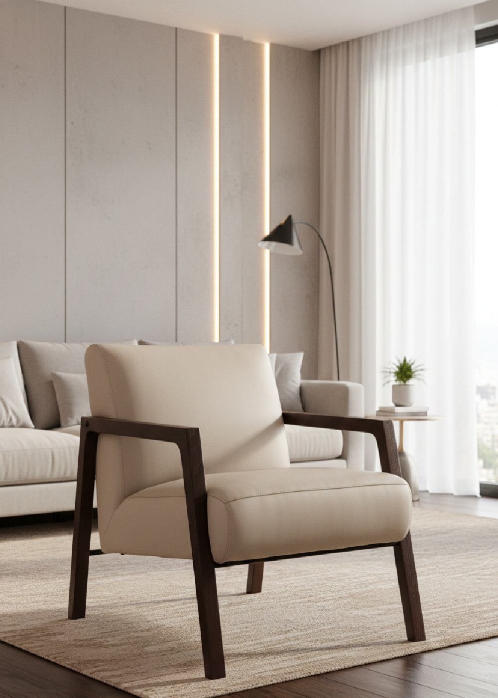 Modern European furniture - Light Gray Leather Lounge Chair - www.oroa.com | Oroa.com