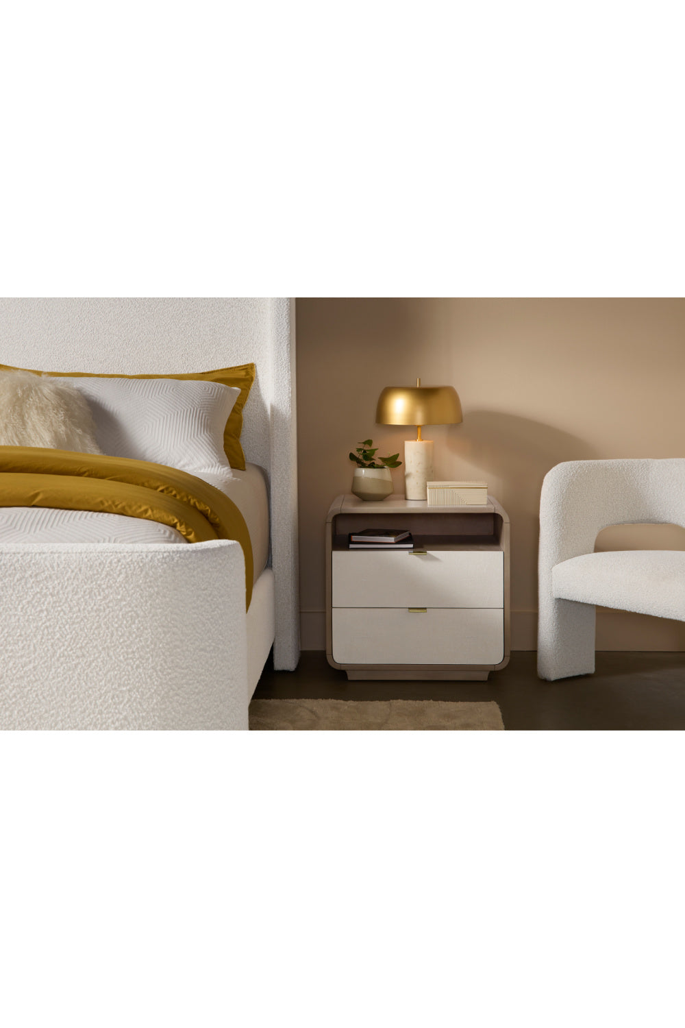 Modern European furniture - Cream Acacia 2-Drawer Nightstand - www.oroa.com | Oroa.com