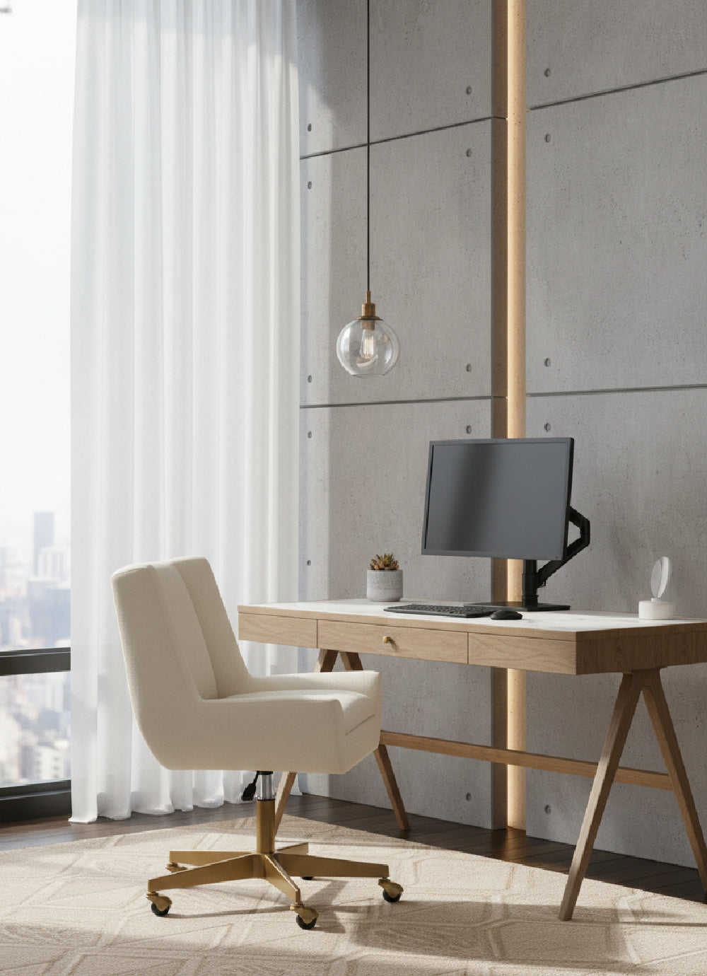 Modern European furniture - White Upholstered Office Chair - www.oroa.com | Oroa.com