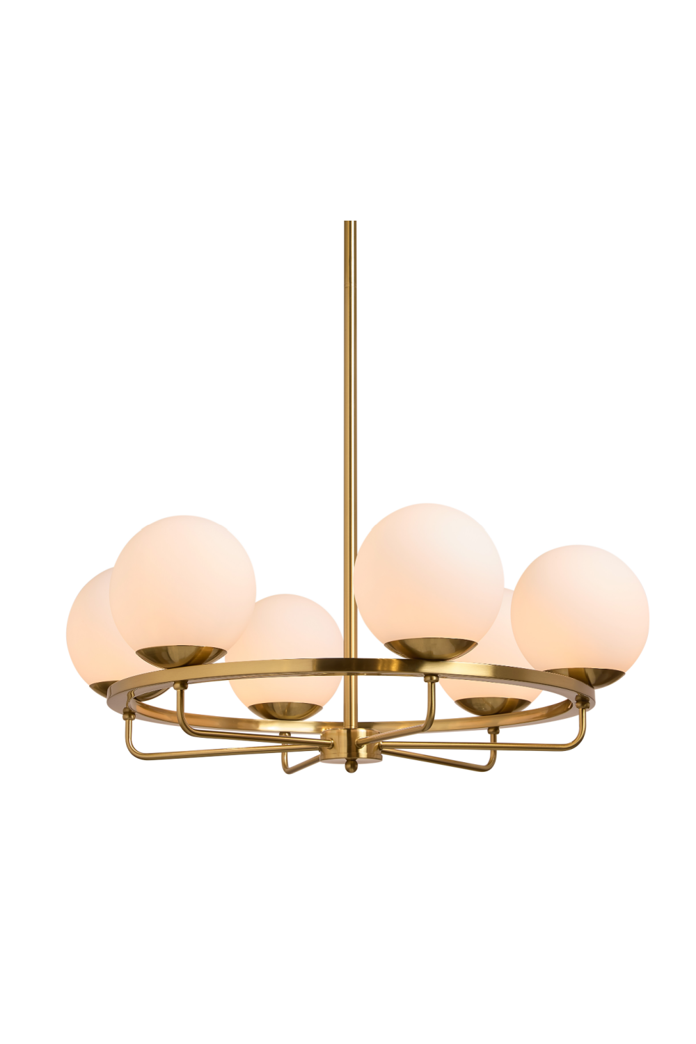 Modern European furniture - Gold Framed White Glass Chandelier - www.oroa.com | Oroa.com