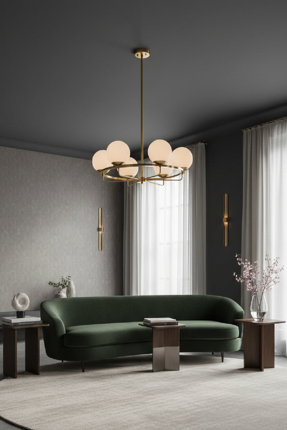 Modern European furniture - Gold Framed White Glass Chandelier - www.oroa.com | Oroa.com