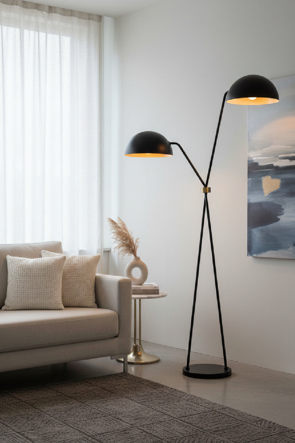 Modern European furniture - Black Dual-Domed Floor Lamp - www.oroa.com | Oroa.com