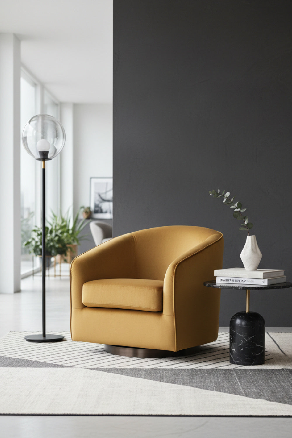 Modern European furniture - Gold Swivel Lounge Chair - www.oroa.com | Oroa.com