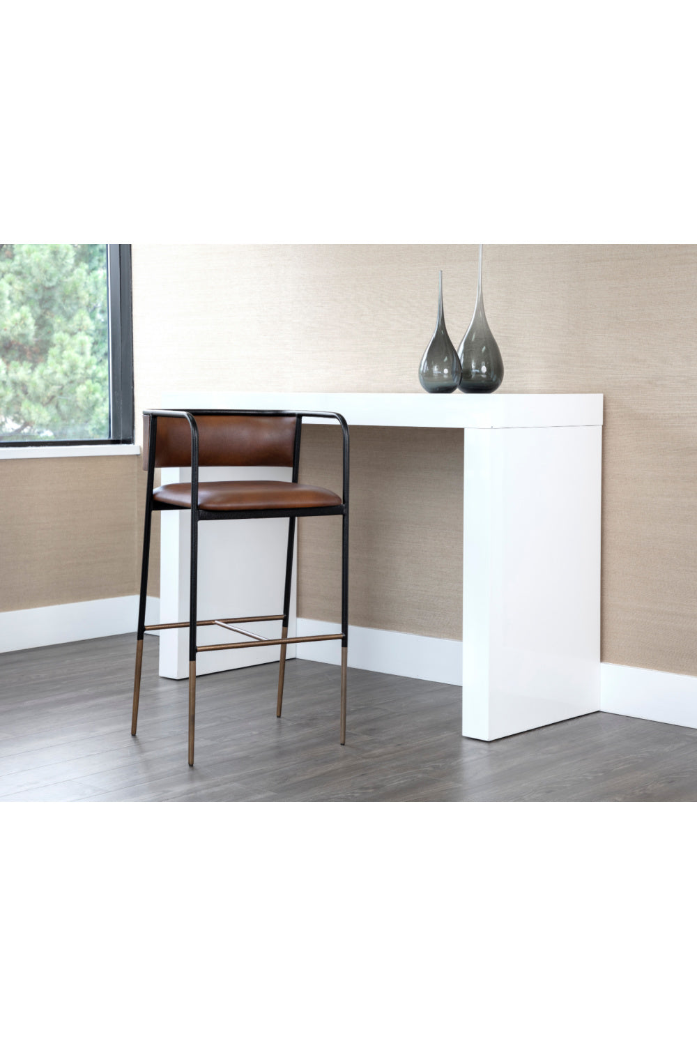 Modern European furniture - Brown Leather Look Bar Stool - www.oroa.com | Oroa.com
