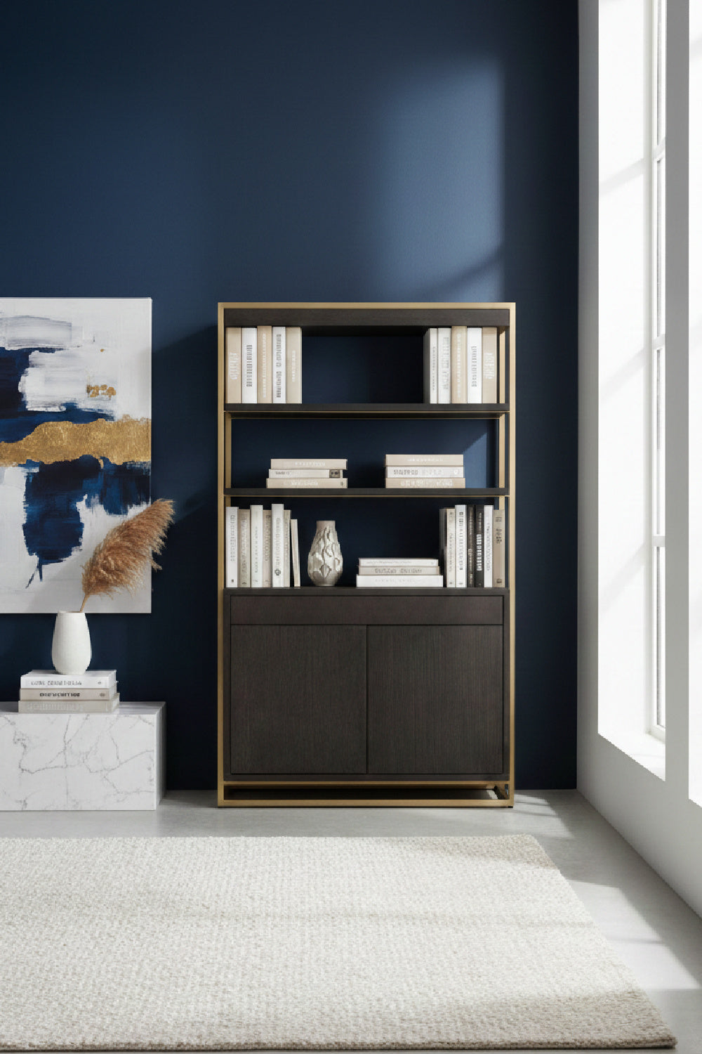 Brown Solid Oak Bookcase Modern European furniture - - www.oroa.com | Oroa.com