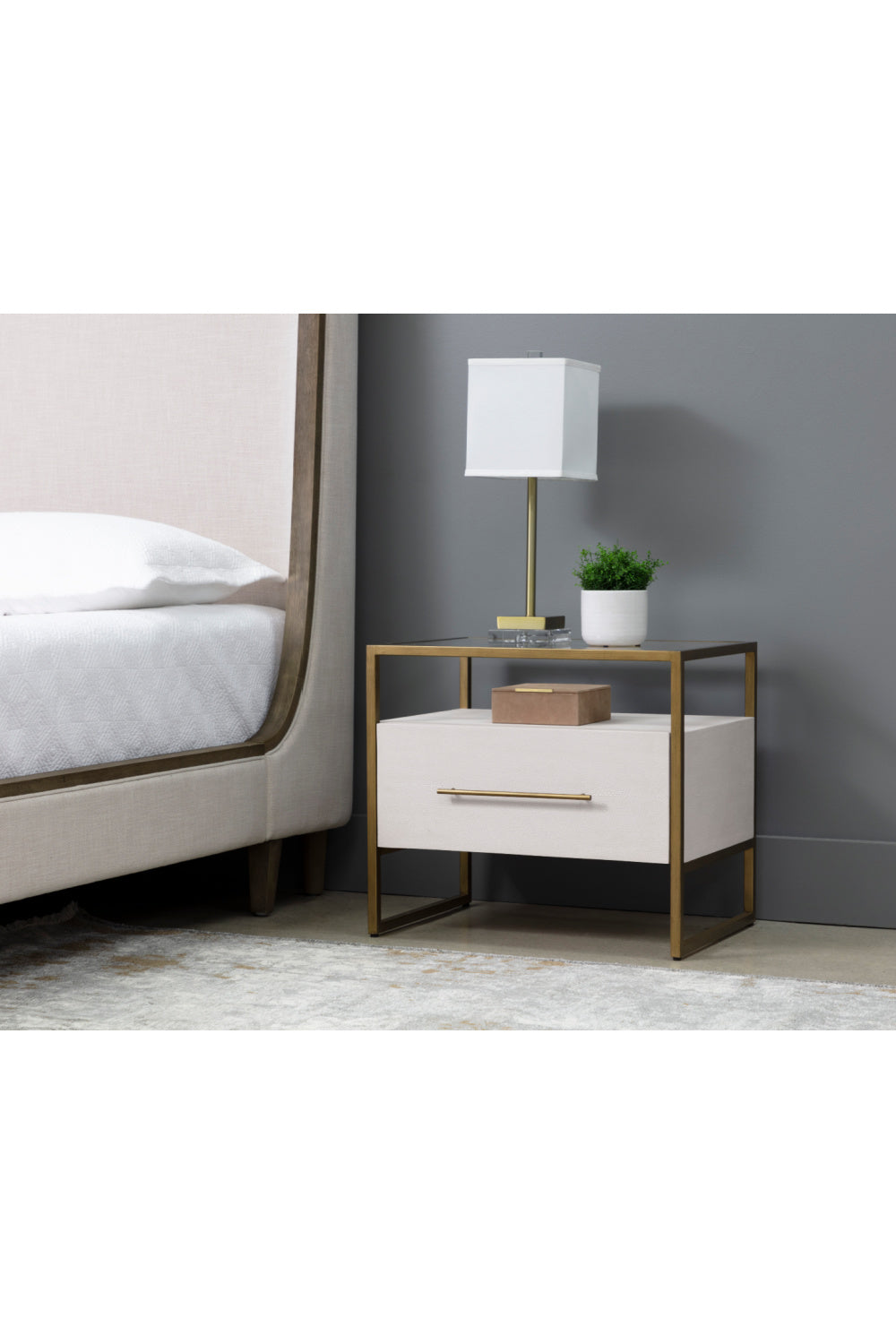 Modern European furniture - Cream Shagreen 1-Drawer Nightstand - www.oroa.com | Oroa.com