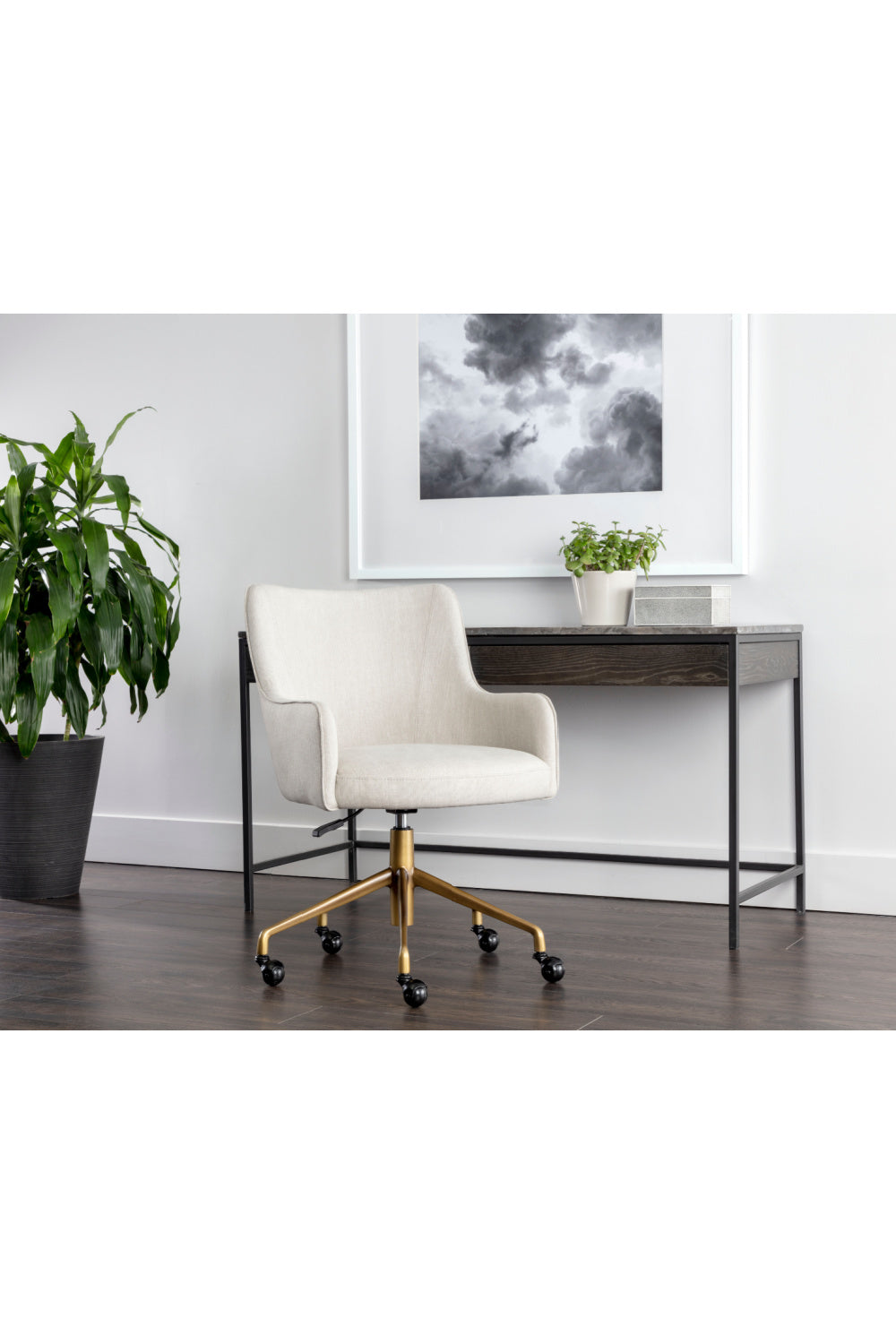 Modern European furniture - Beige Linen Office Chair - www.oroa.com | Oroa.com