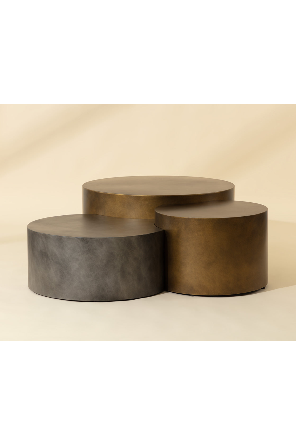 Modern European furniture - Antique Brass Nesting Coffee Tables - www.oroa.com | Oroa.com