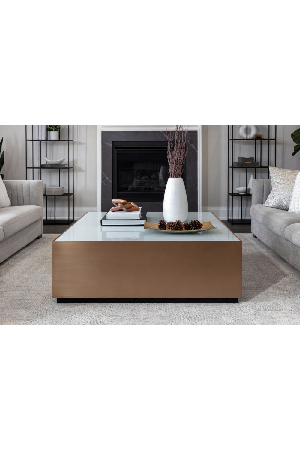 Modern European furniture - Gold Framed Square Coffee Table - www.oroa.com | Oroa.com
