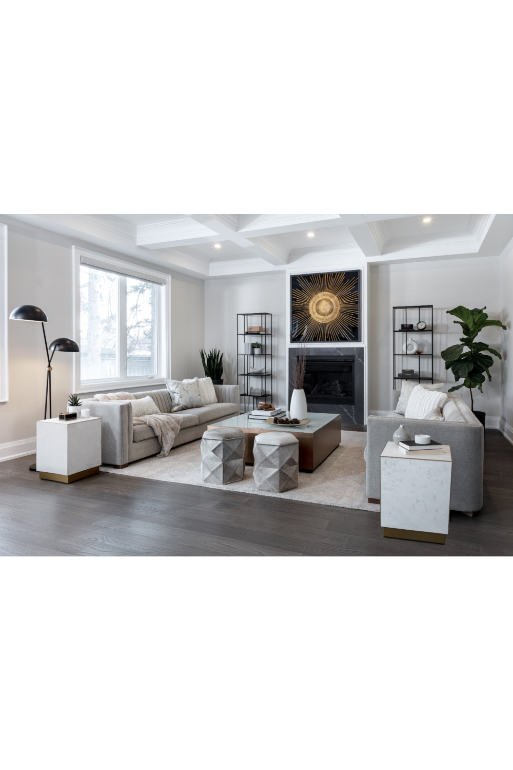 Modern European furniture - Gold Framed Square Coffee Table - www.oroa.com | Oroa.com