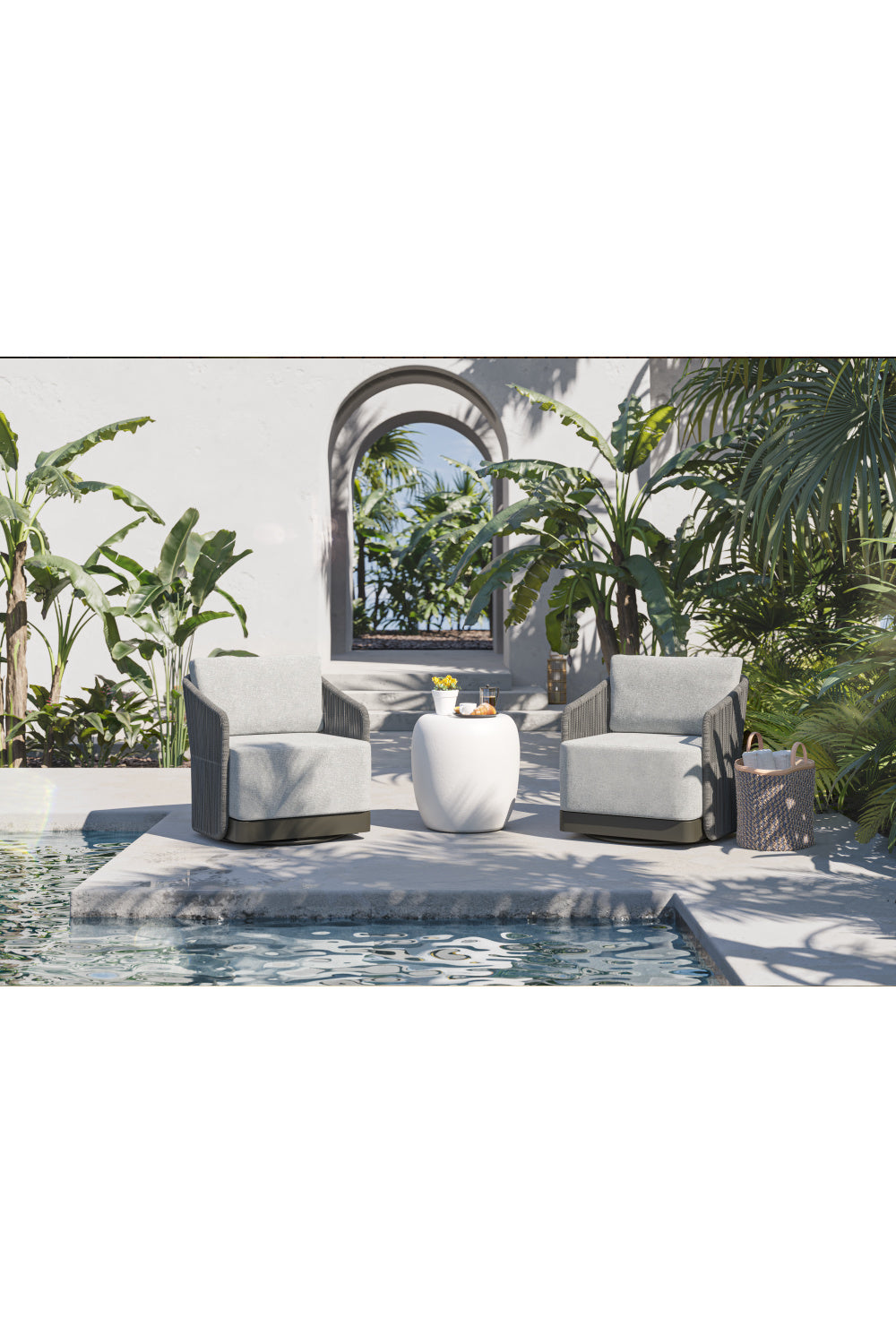 Modern European furniture - White Concrete Indoor/Outdoor End Table - www.oroa.com | Oroa.com