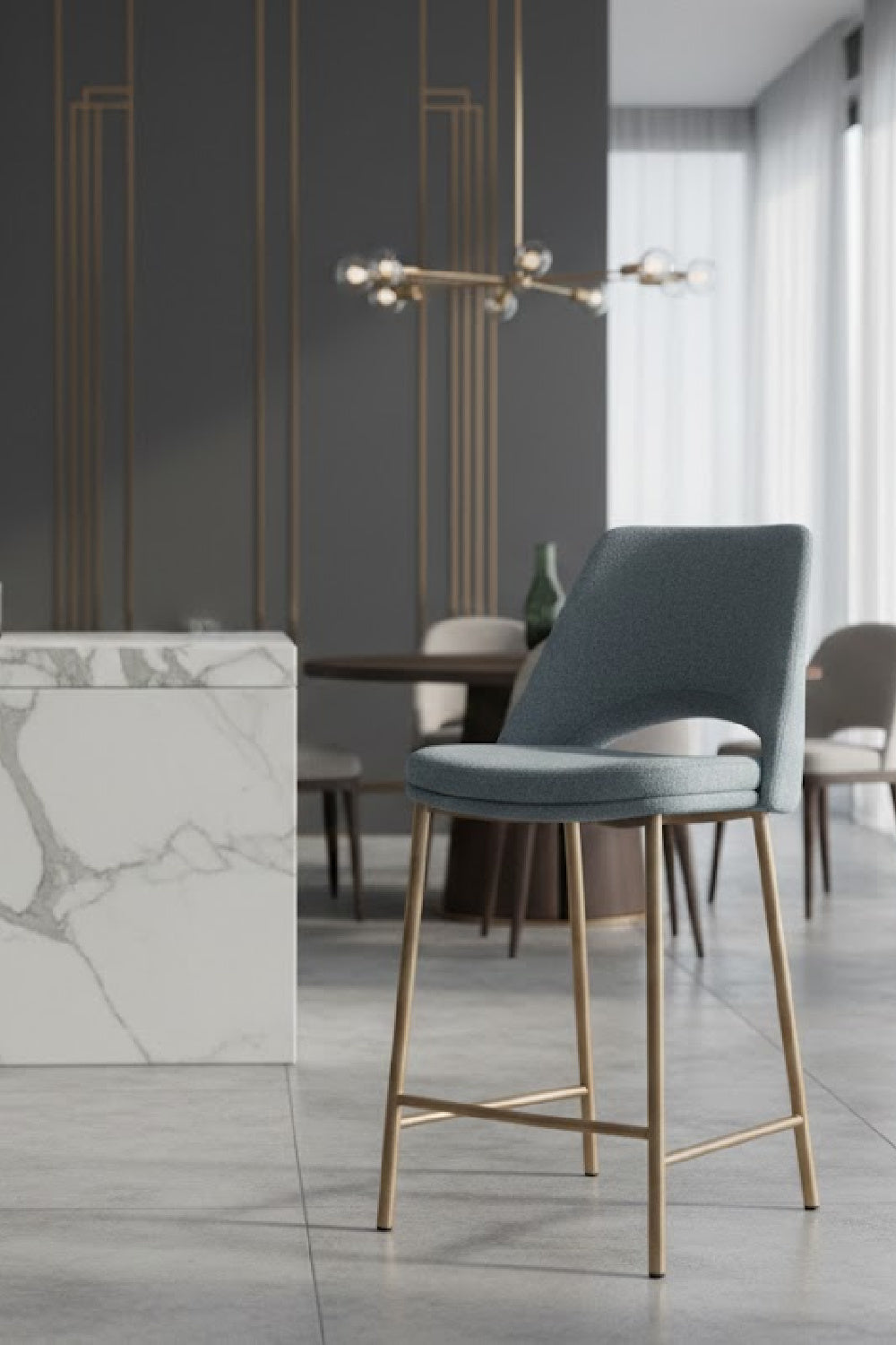 Modern European furniture - Blue Cutout-Back Counter Stool - www.oroa.com | Oroa.com