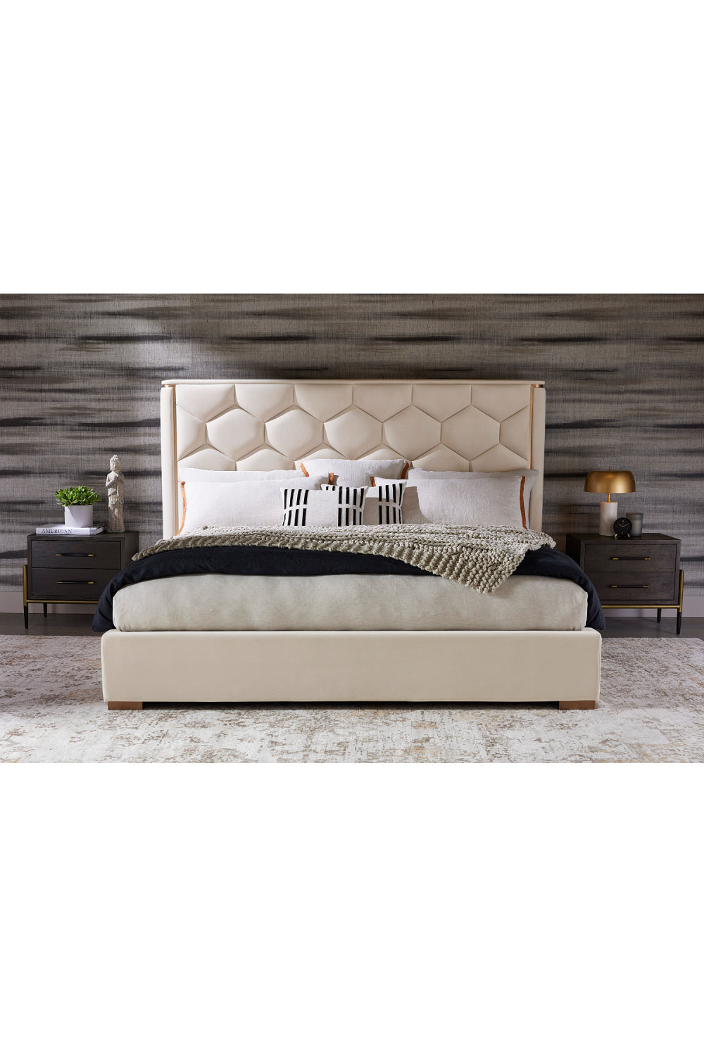 Modern European furniture - Taupe Hexagonal-Tufted King Bed - www.oroa.com | Oroa.com