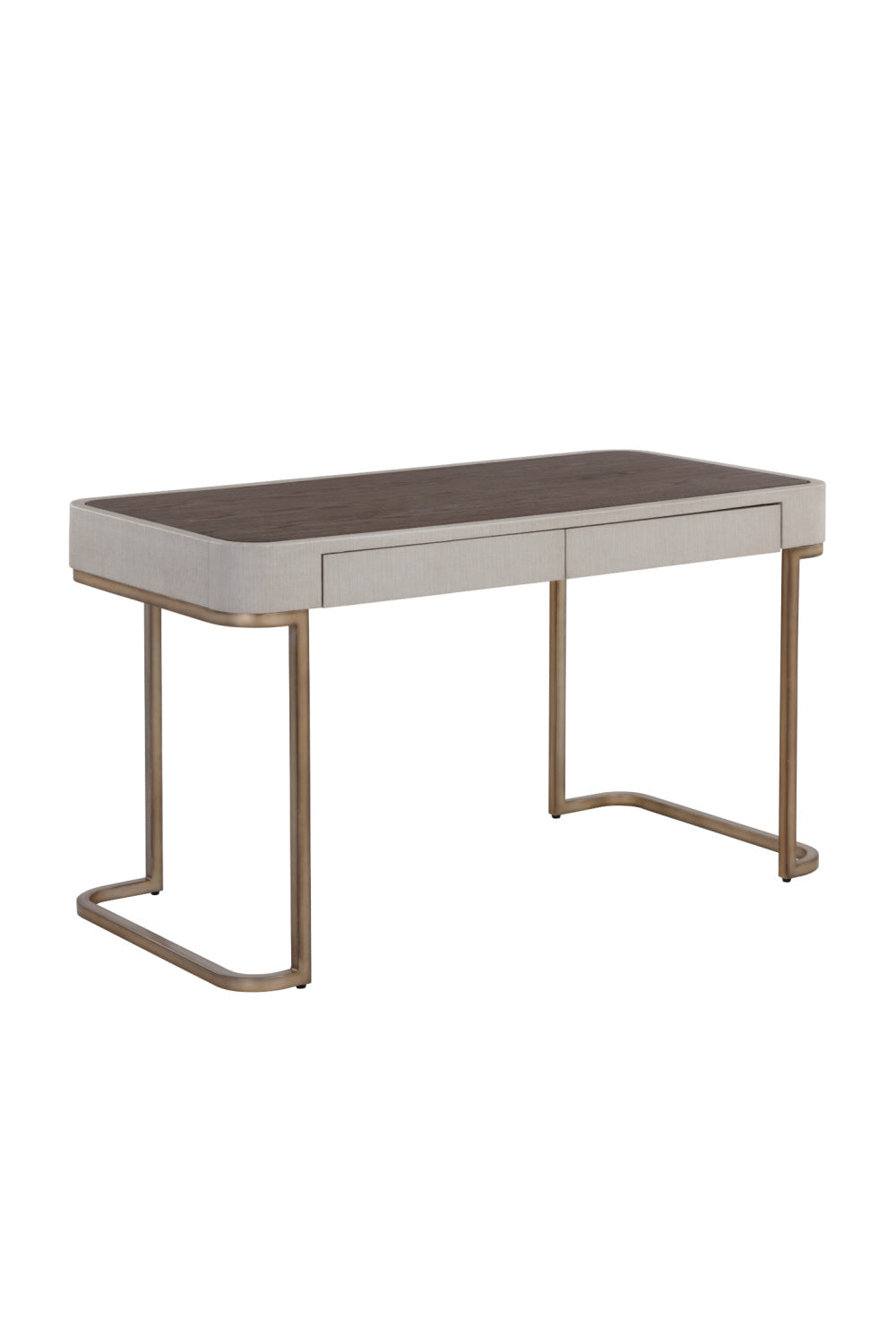 Modern European furniture - Cream Leather Look 2-Drawer Desk - www.oroa.com | Oroa.com
