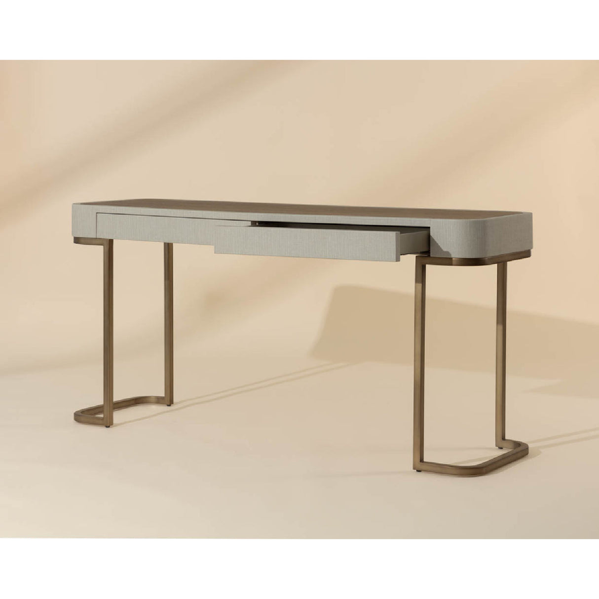 Modern European furniture - Cream Leather 2-Drawer Console Table - www.oroa.com | Oroa.com