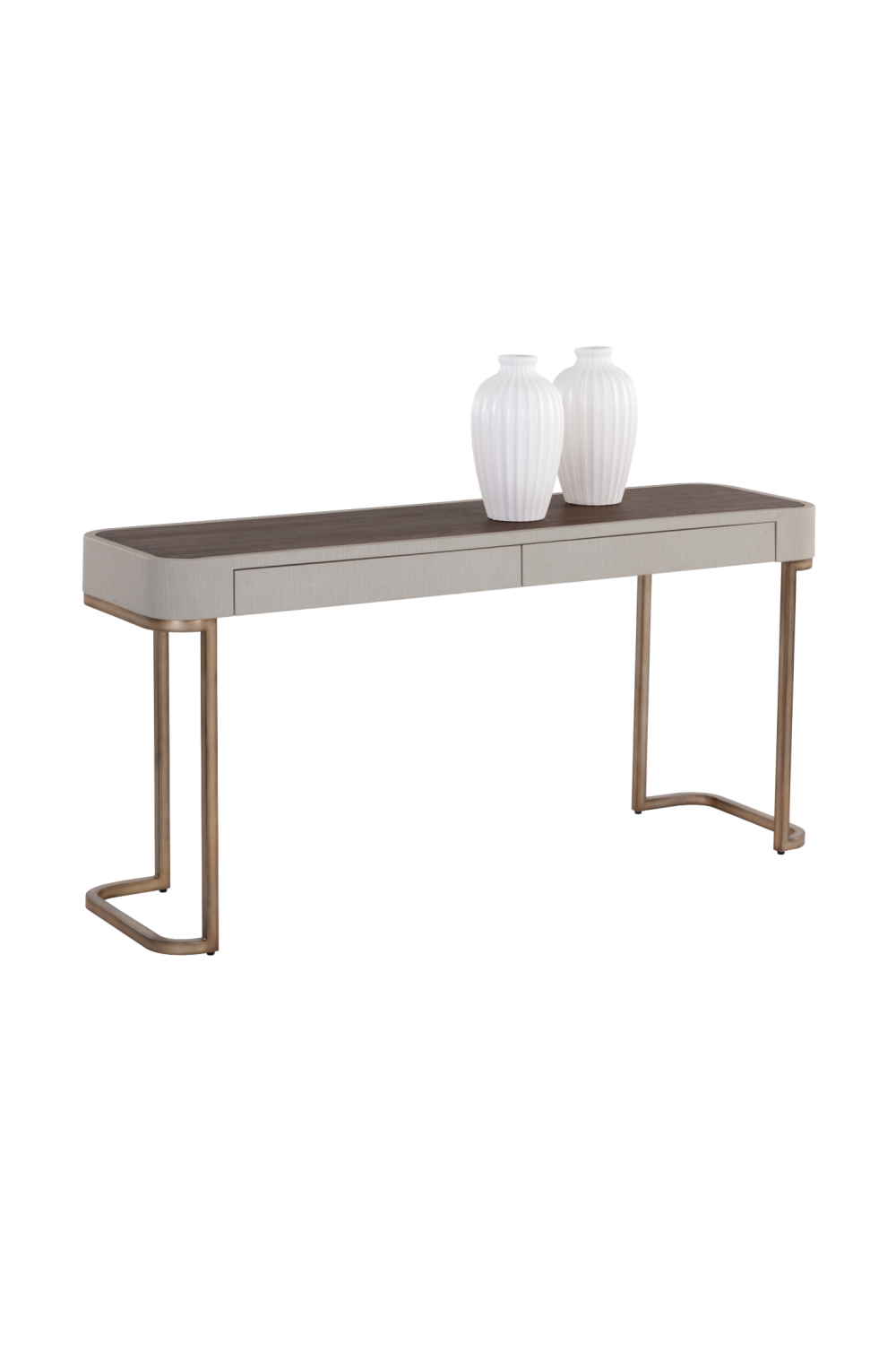 Modern European furniture - Cream Leather 2-Drawer Console Table - www.oroa.com | Oroa.com