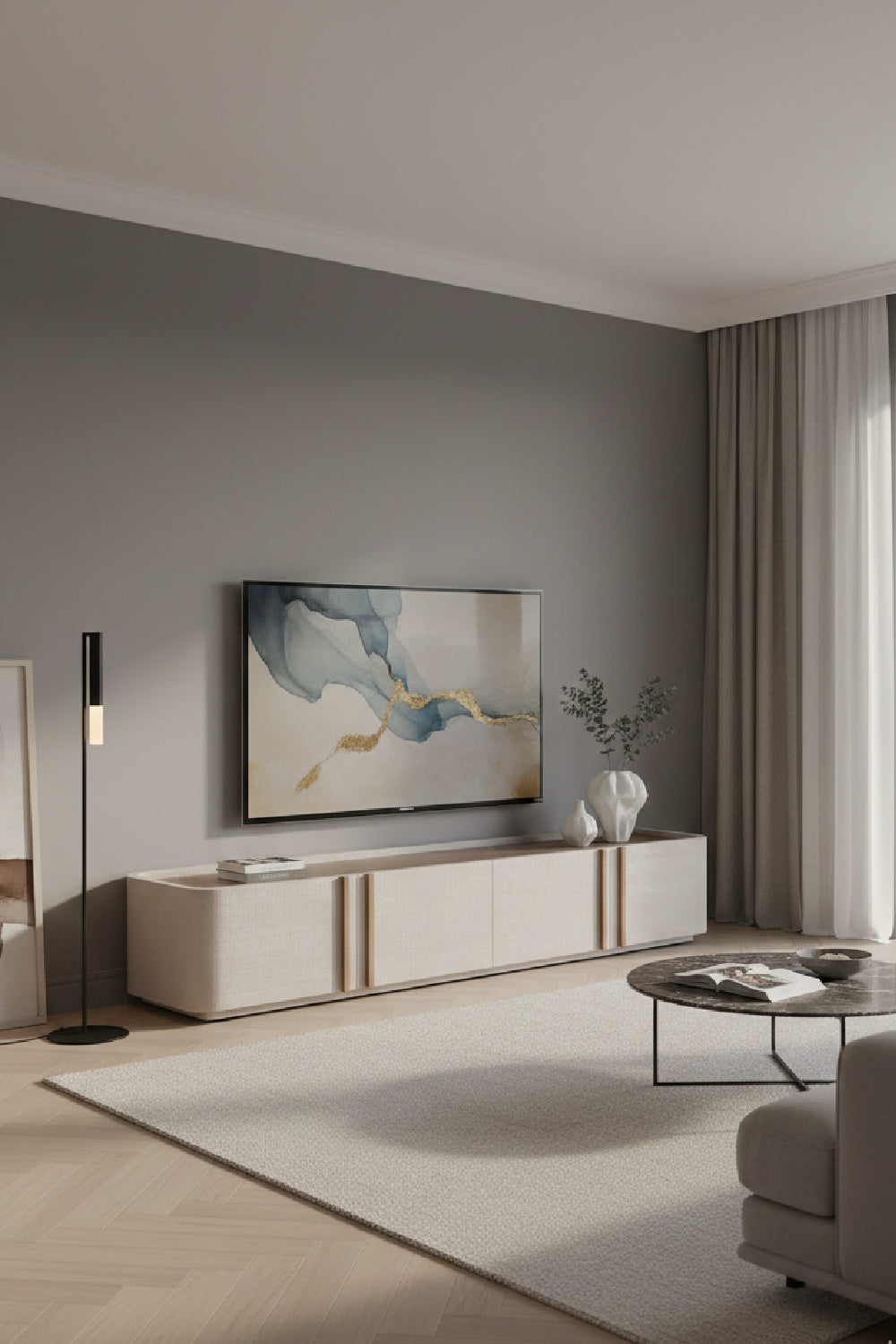 Modern European furniture - Cream Leather 4-Door Storage Cabinet - www.oroa.com | Oroa.com