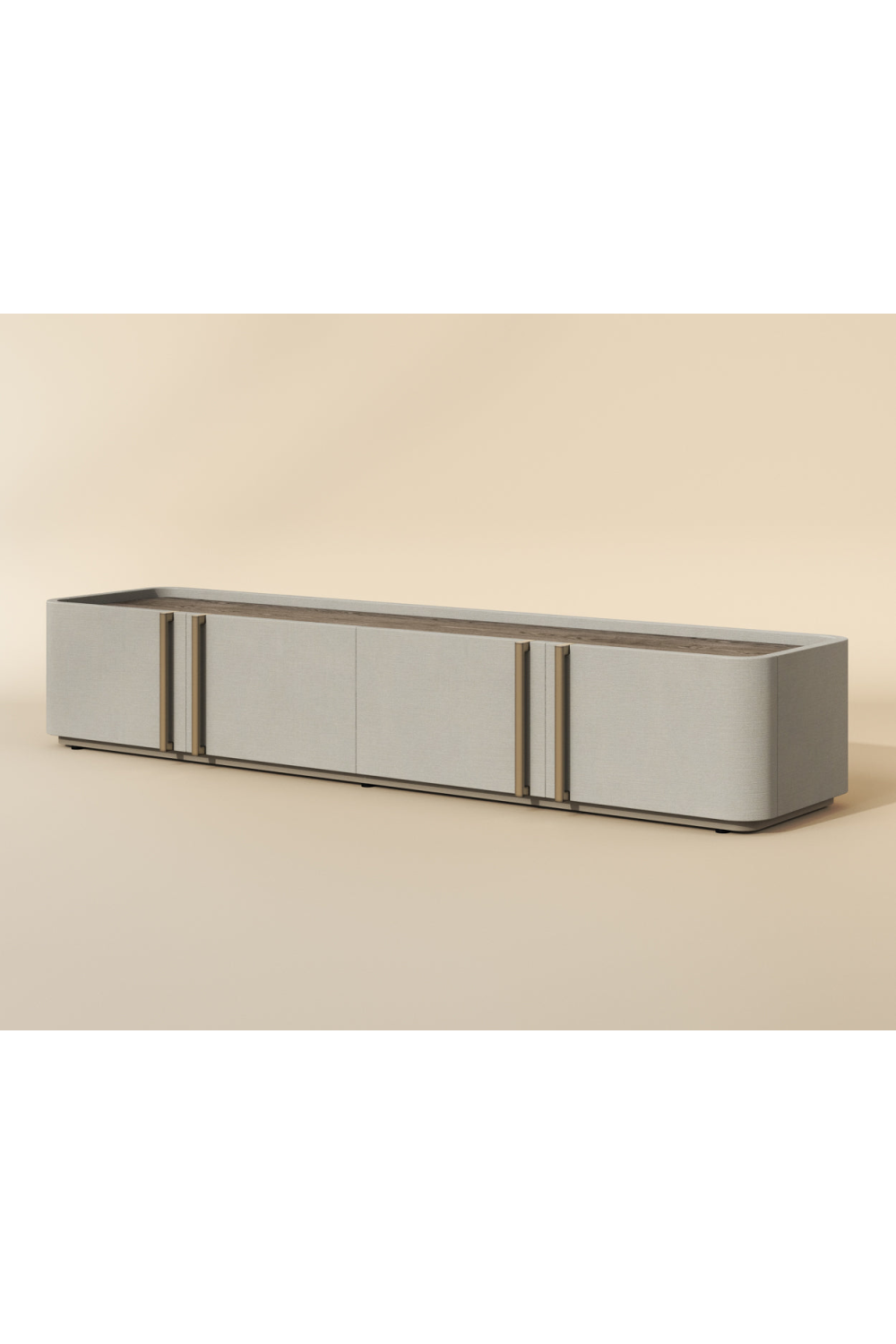 Modern European furniture - Cream Leather 4-Door Storage Cabinet - www.oroa.com | Oroa.com