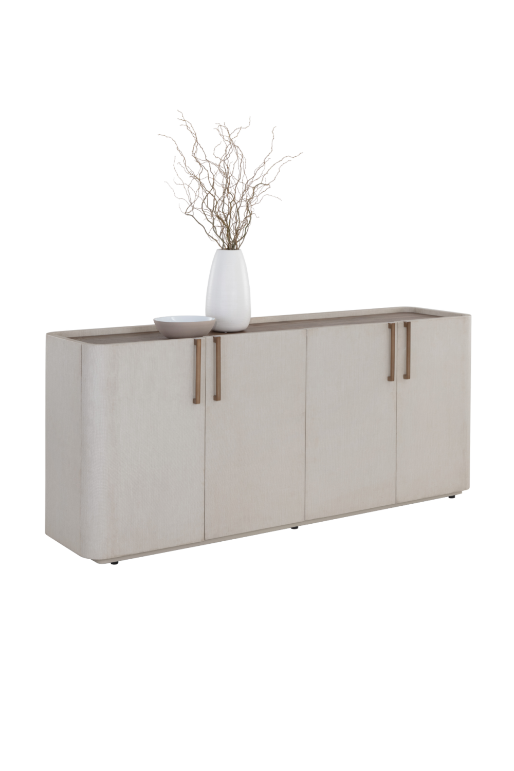 Modern European furniture - Cream Leather 4-Door Sideboard - www.oroa.com | Oroa.com
