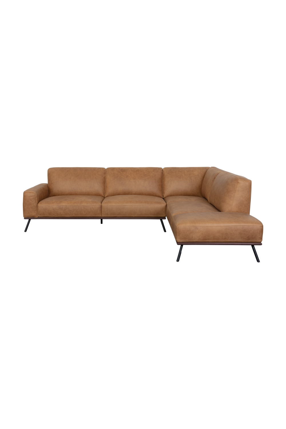 Modern European furniture - Brown Leather Chaise Sofa - www.oroa.com | Oroa.com