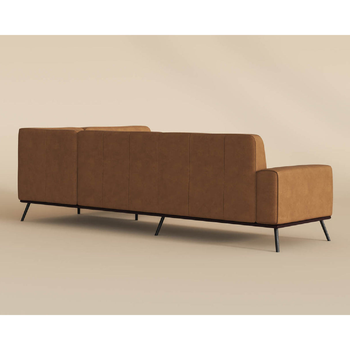Modern European furniture - Brown Leather Chaise Sofa - www.oroa.com | Oroa.com