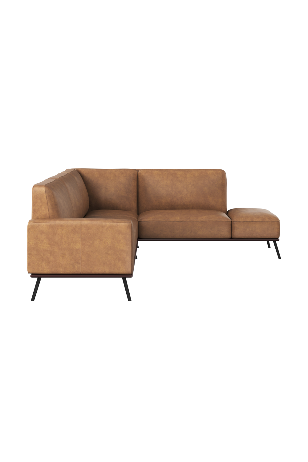 Modern European furniture - Brown Leather Chaise Sofa - www.oroa.com | Oroa.com