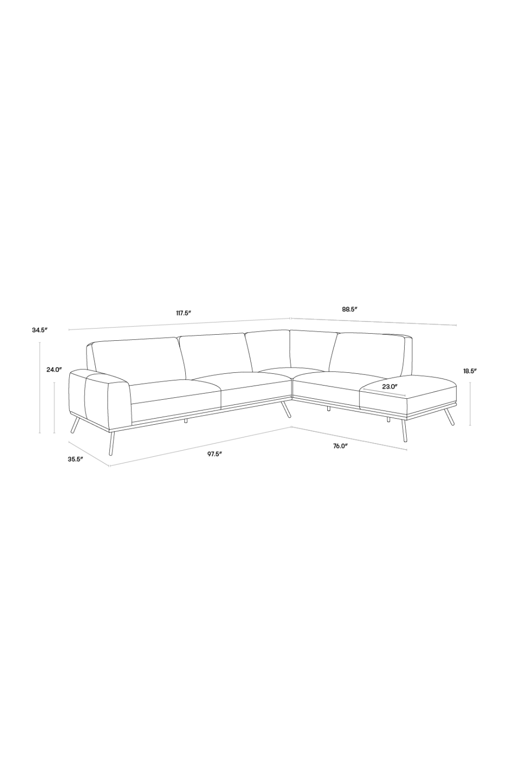 Modern European furniture - Brown Leather Chaise Sofa - www.oroa.com | Oroa.com