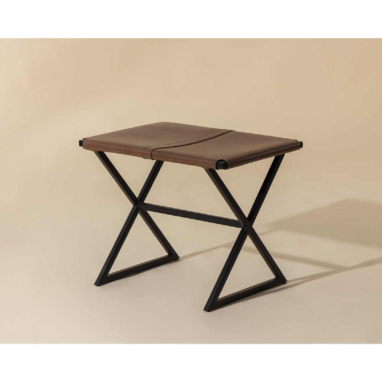 Brown Leather Stool Modern European furniture - - www.oroa.com | Oroa.com