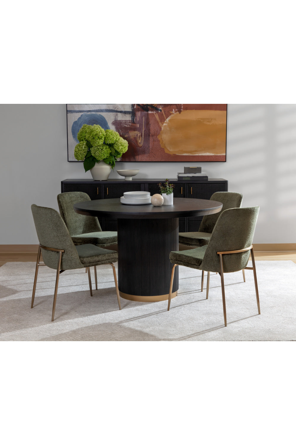 Modern European furniture - Green Fabric Dining Chairs (2) - www.oroa.com | Oroa.com