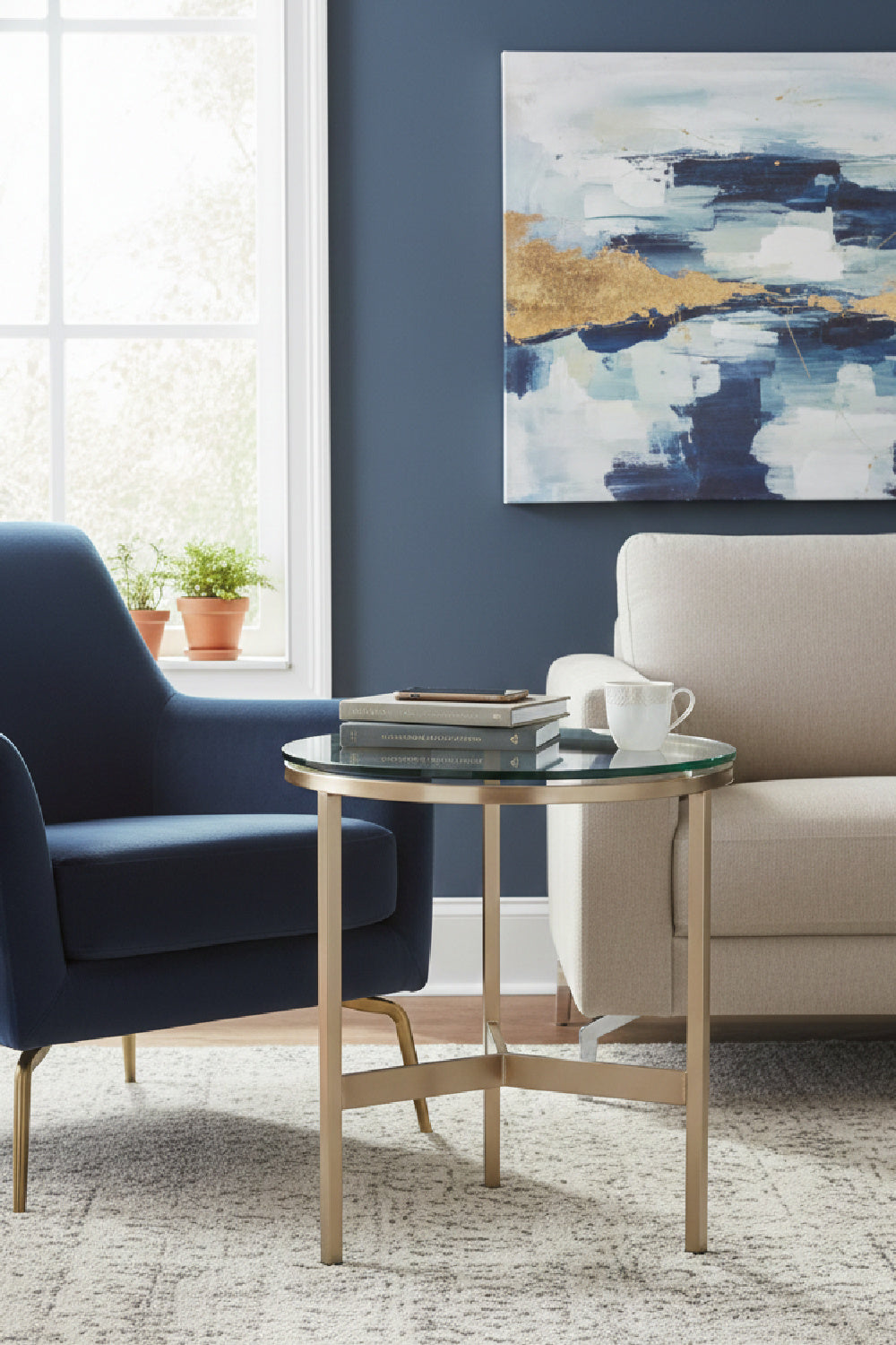 Tempered Glass Round End Table Modern European furniture - www.oroa.com | Oroa.com