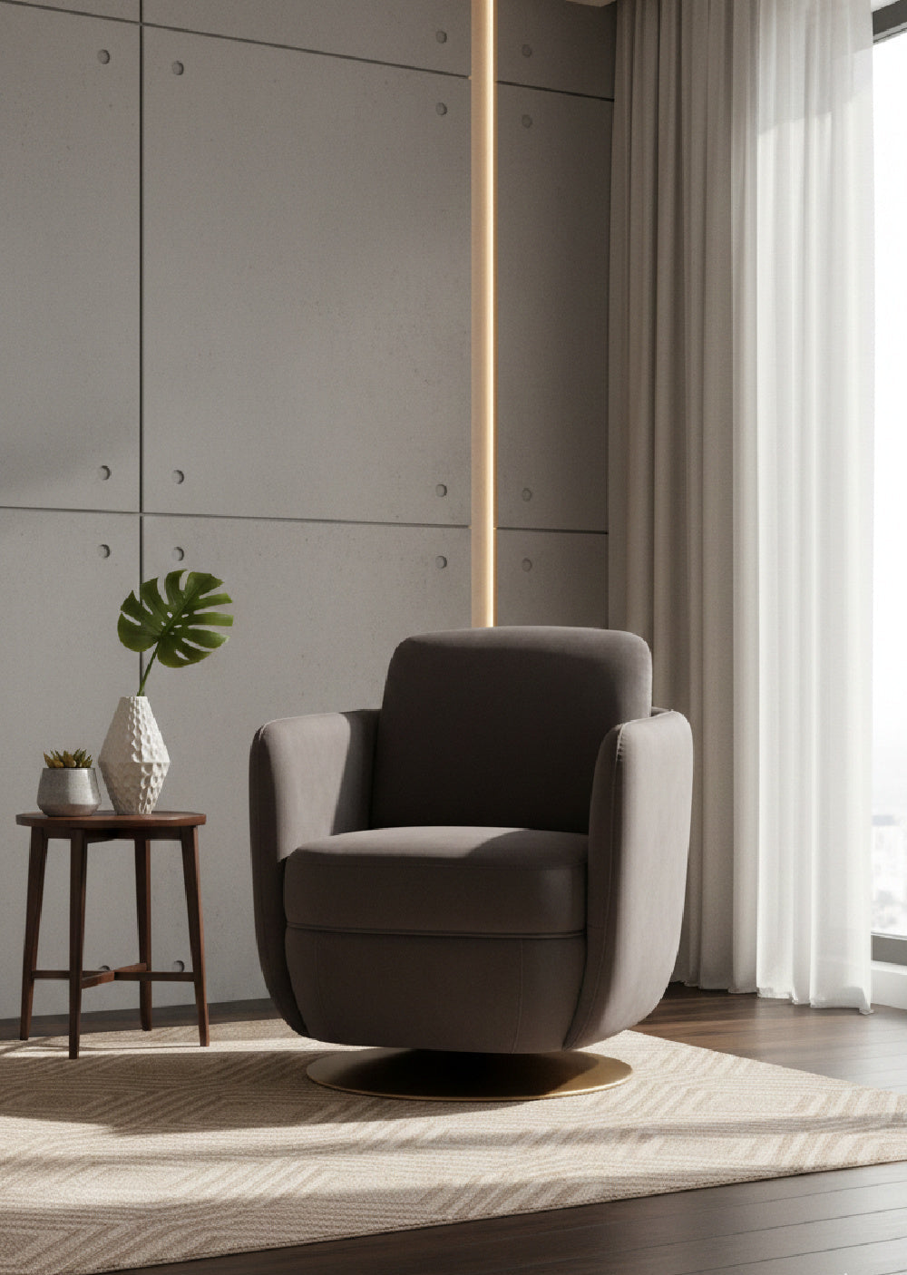 Modern European furniture - Gold Base Swivel Lounge Chair - www.oroa.com | Oroa.com